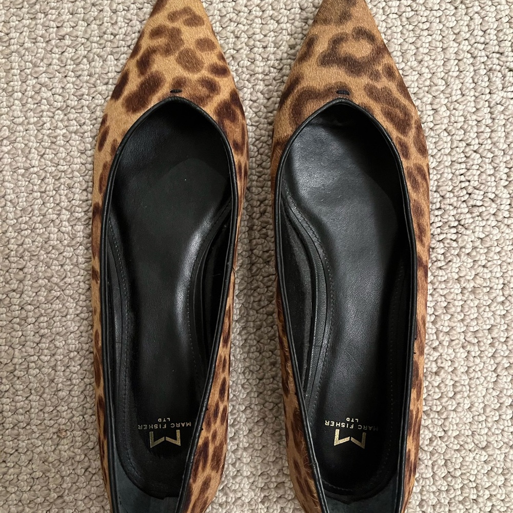 Marc Fisher Brown Leopard Print Flats